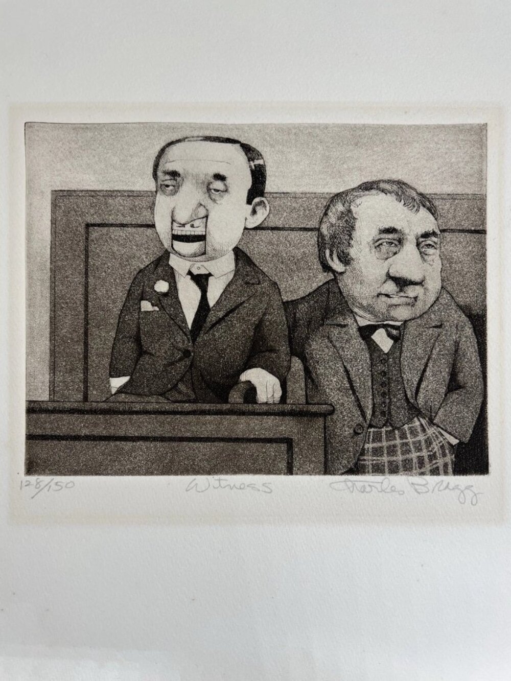 Vintage Artwork Witness 128/150 Charles Bragg 12”x13.5” Pencil SIGNED Etching